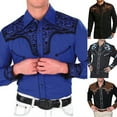 thumbnail image 2 of CENL Men Western Long Sleeve Shirts Casual Loose Slim Button Down Dress Shirt Tops, 2 of 9