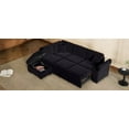 thumbnail image 3 of Black Velvet Sleeper Sectional Sofa Bed with Storage Ottoman &amp; Hidden Arm Storage, L-Shape Couch with USB Ports for Living Room, 84.75", 3 of 24