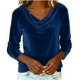 thumbnail image 2 of Neewe Women's Vintage Velvet T-Shirt Casual Long Sleeve Top, 2 of 9