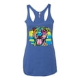 thumbnail image 2 of Cute Happy Smiling Dog Dean Russo Rainbow Pitbull | Womens Dog Lover Premium Tri-Blend Racerback Tank Top, Vintage Royal, Large, 2 of 4