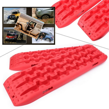 GZYF 1pair Recovery Tracks RED Sand Tracks Snow Mud Track Tire Ladder 4WD Off (Best Mud And Snow Tires For Suv)