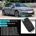 thumbnail image 3 of NBG92596263 315MHz Reemplazo de Control Remoto de Entrada Sin Llave Llave Inteligente para Volkswagen Golf GTI Jetta 2006-2010 NO.1K0 959 753 P 3 Botones, 3 of 7