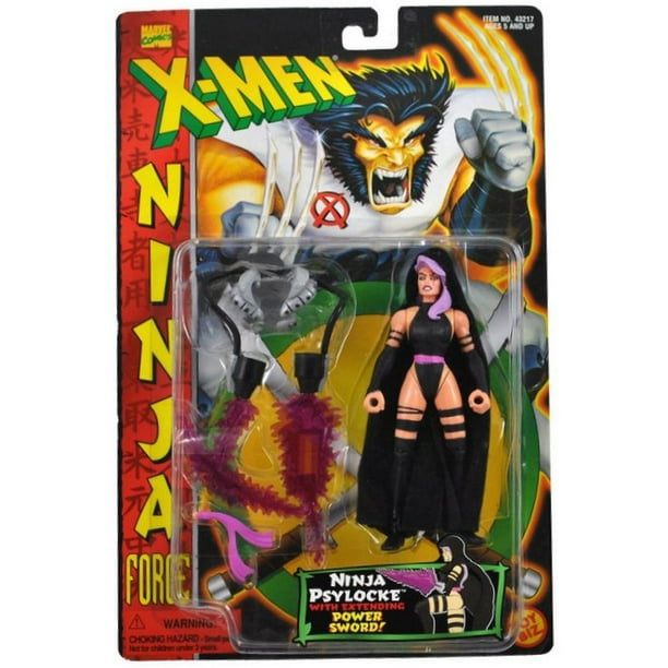 marvel comics year 1996 x-men ninja force series 5-1/2 inch tall action  figure - ninja psylocke with removable cape and extending power sword