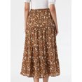 thumbnail image 3 of DARING DIVA Women's Floral Maxi Skirt Elastic High Waist A Line Skirts X-Small Brown, 3 of 6