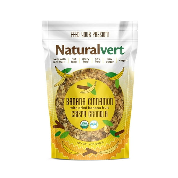 Naturalvert Organic, Gluten free, Vegan granola- Banana Cinnamon Vegan (12oz) pack of 1