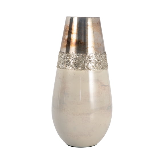 12"Hx6" Diameter, Glass Metallic Vase, Champagne Finish, Elegant Decorative Vase for Centerpieces, Home Decor, and Floral Arrangements to Add Style and Function