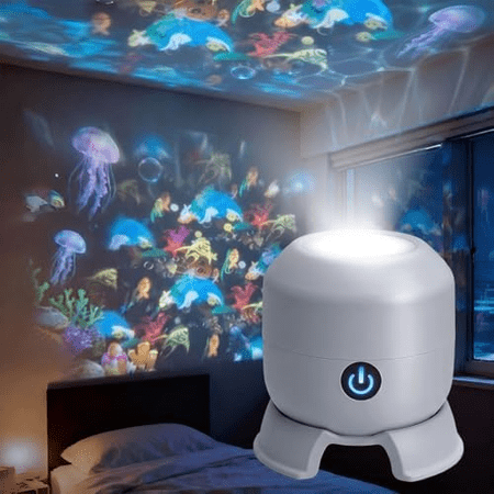 2026 Upgrade Dynamic Rotating LED Projector Light, USB Rechargeable galaxy projector night light, ceiling projector for bedroom,3D Wave Light Effect & Adjustable Brightness