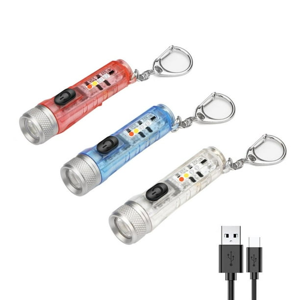 Camping Mini llavero antorcha con hebilla USB recargable EDC linterna (fluorescente)