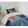 thumbnail image 2 of Ambesonne Zodiac Quilted Coverlet 2 Pcs, Aquarius Lady with Pail, Twin Size, Blue Dark Blue, 2 of 5