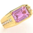 thumbnail image 2 of Men's Lab-Created Pink Sapphire Diamond Channel Ring In Solid 14k Yellow Gold, 2 of 6