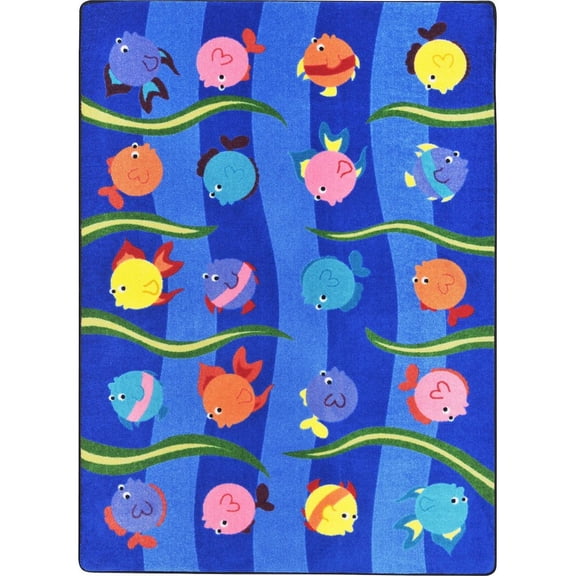 Joy Carpets Kid Essentials Friendly Fish 5'4" x 7'8" Area Rug in Color Multi