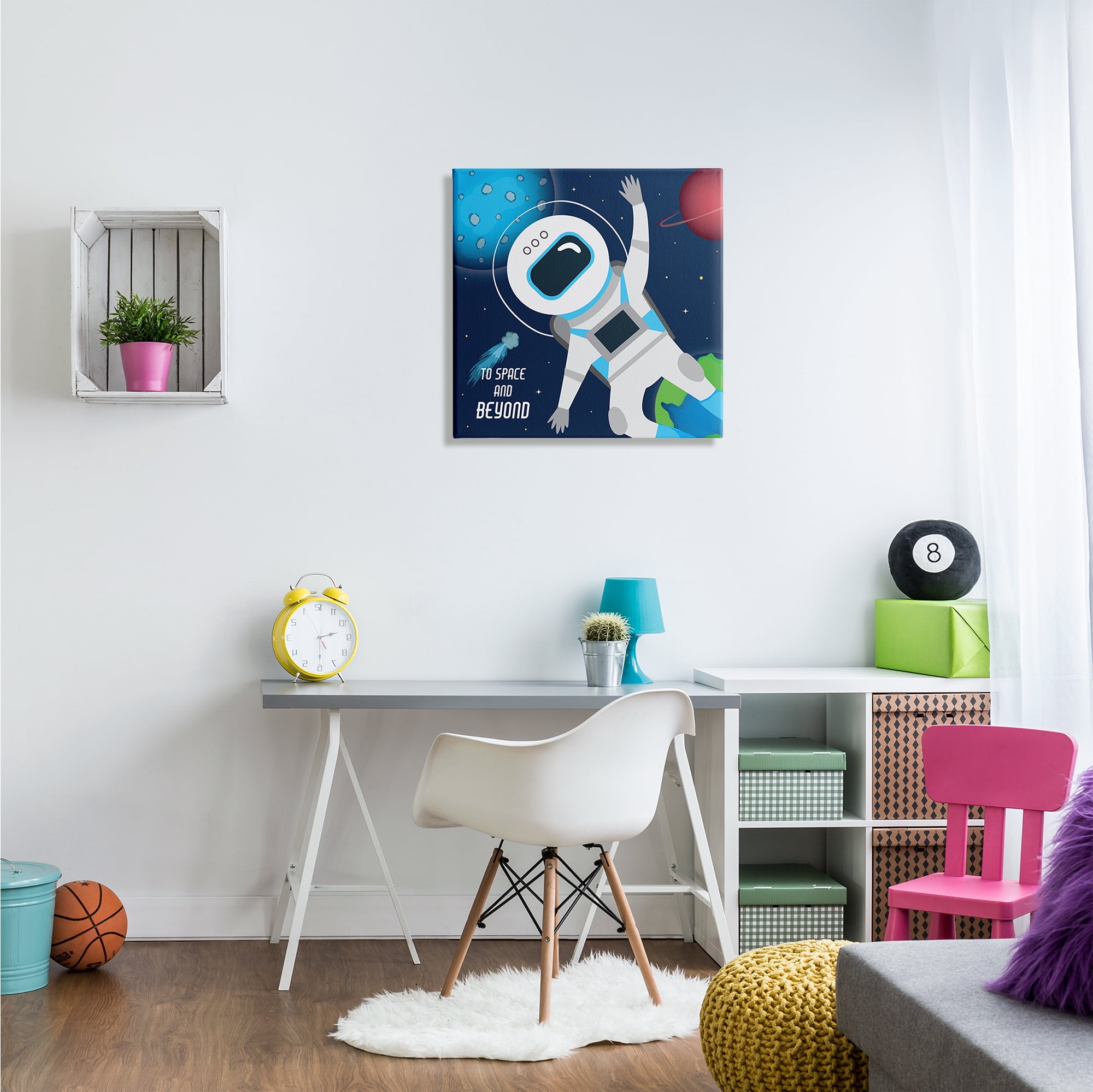 Stupell Industries To Space and Beyond Blue Comet Astronaut Wave, 24 x 24, Designed by AE Design