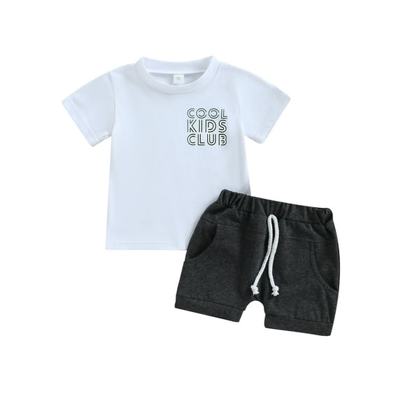 Bagilaanoe 2pcs Toddler Baby Boy Short Pants Set Short Sleeve Letters Print T-Shirts Tops   Shorts 6M 12M 18M 24M 3T Kids Casual Easter Outfits