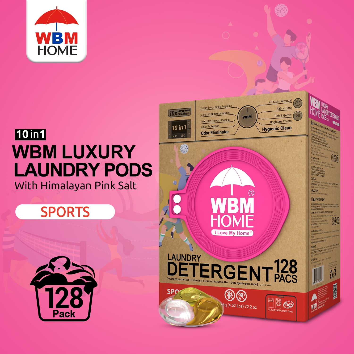WBM Laundry Detergent Pods, Autumn Scent, 128 Count, Ultra Power Cleaning, Recyclable Packaging
