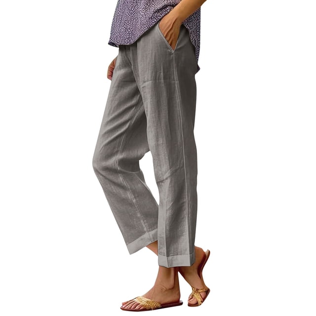 Pantalones casuales sueltos para mujer SCZ gris claro 5xl
