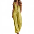 thumbnail image 2 of Edvintorg Rompers for Women Summer V-Neck Sleeveless Casual Dressy Wide Leg Jumpsuits with Pockets Plus Size Fashion Travel Jumpers, 2 of 8
