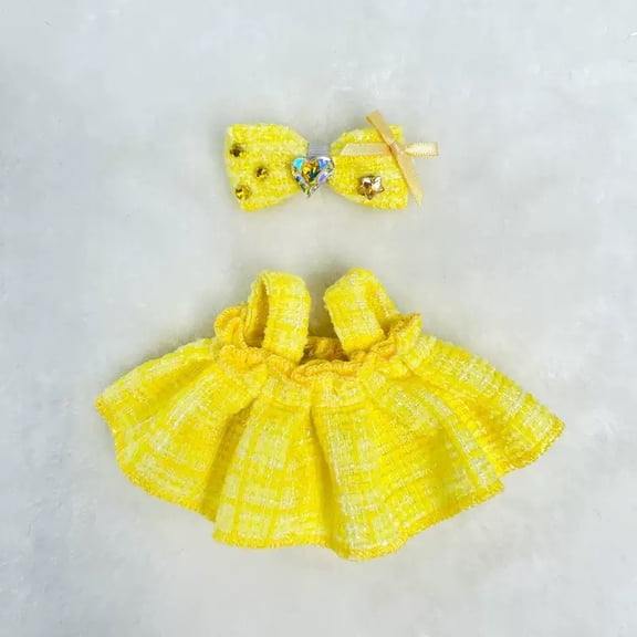 ERDOUY 17cm Doll Fashion Outfit & Accessory Set, Stylish Clothes for 17cm Dolls, No Doll Included, Yellow