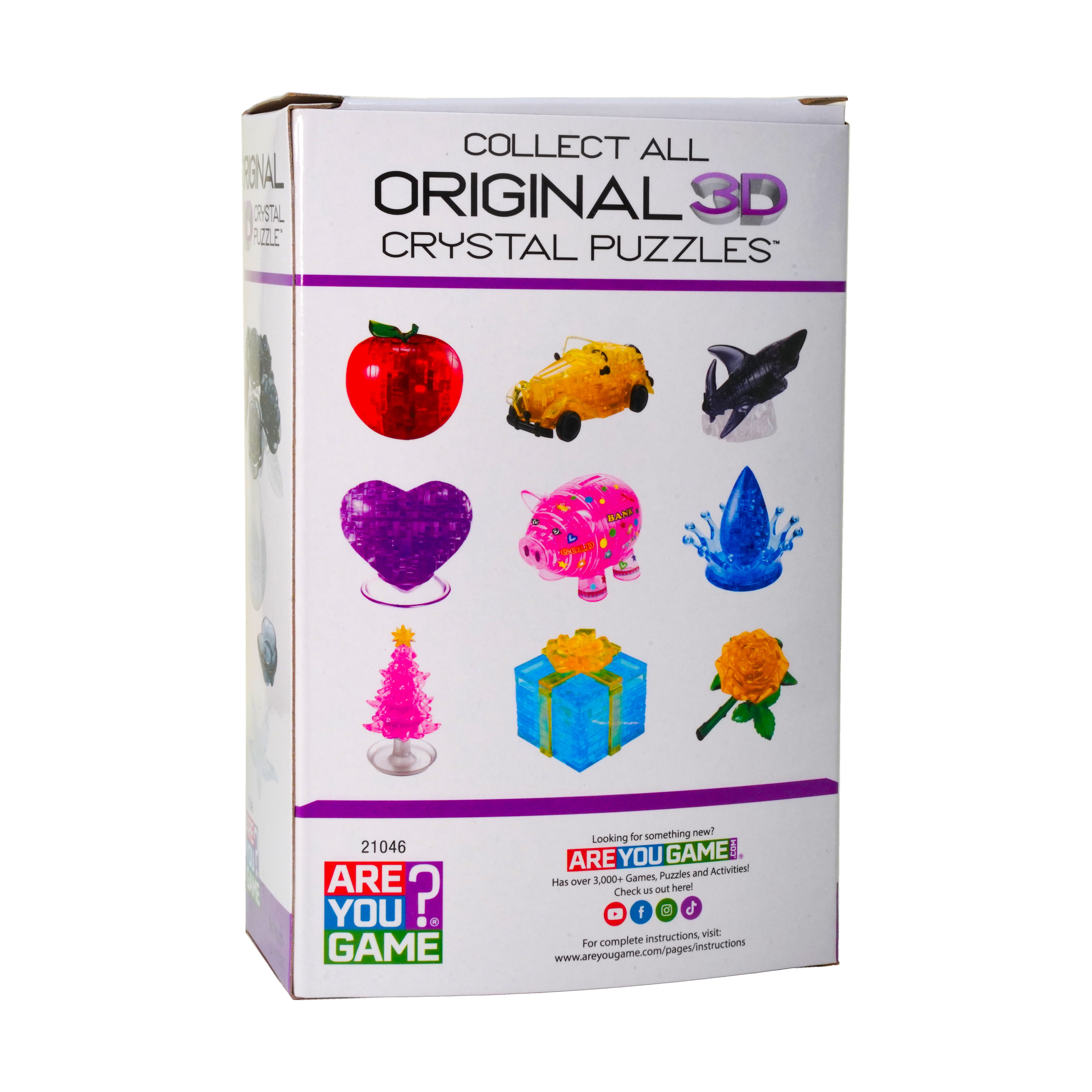 AreYouGame.com 3D Crystal Puzzle - Roses in a Vase (Black with Clear Stem, White Vase): 47 Pcs
