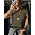 thumbnail image 2 of MOYIKO Crewneck T Shirts for Women Short Sleeve Slim Fitted Tees Basic Tight Summer Tops, 2 of 7