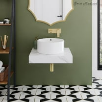 Monaco 24" Floating Bathroom Shelf with Vessel Sink in White Marble