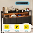 thumbnail image 5 of Bed Frame Twin Size with Storage Headboard and Drawer, Upholstered Platform Bed with Charging Station and LED Light, Heavy Duty Frame Support, No Box Spring Needed, Noise Free, Black, 5 of 9