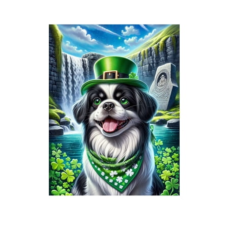 Japanese Chin Black and White - Best of Breed DCR Saint Patricks Day House Flag