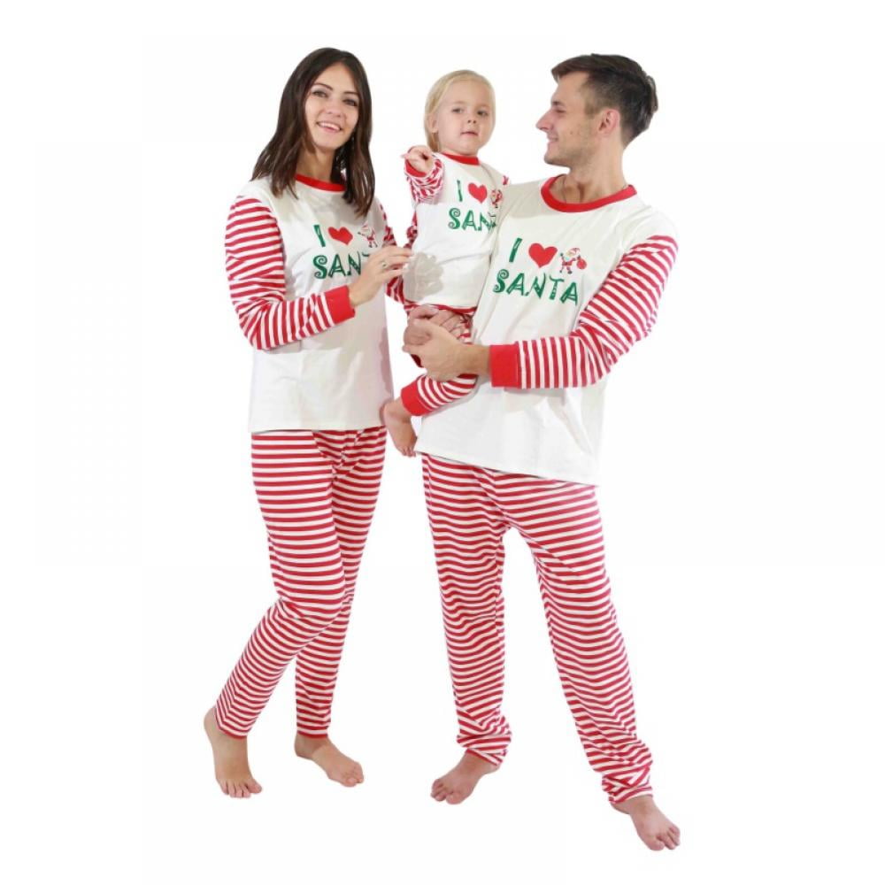 Family Matching Christmas Pajamas Sleepwears Adults Kids Nightwear Xmas Outfits 