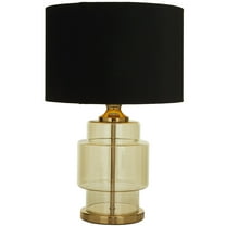 DecMode 23" Transparent Base Gold Table Lamp with Black Velvet Shade