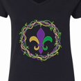 thumbnail image 4 of Inktastic Mardi Gras Fleur De Lis Beads Women's V-Neck T-Shirt, 4 of 5