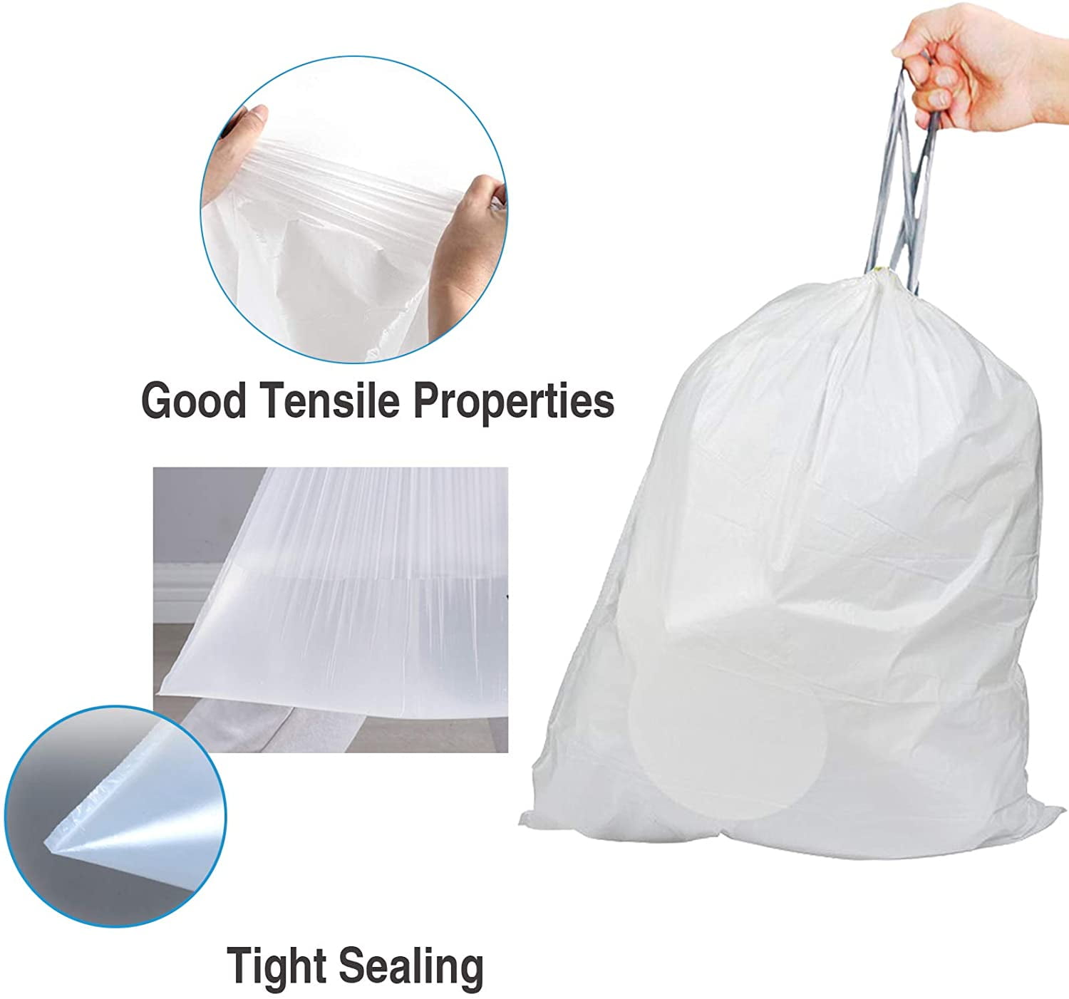 DisplayForever Code R Trash Bags Compatible with simplehuman Code R Custom Fit Drawstring Trash Bags | 200 Count 2.6 Gallon / 10 Liter 1.2 Mil 