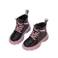 thumbnail image 1 of Woobling Bottines Décontractées à Fermeture Éclair Latérale pour Enfants Lacets Bottes de Combat Randonnée Antidérapantes Bout Rond Bottines Violettes 8C, 1 of 9