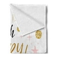 thumbnail image 2 of Oh Baby Soft Flannel Fleece Throw Blanket, Calligraphy Art Oh Baby Saying with Abstract Stars and Dots Image, Cozy Plush for Indoor and Outdoor Use, 60" x 80", Pale Coffee Black, by Ambesonne, 2 of 5