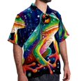 thumbnail image 2 of Starry Sky Frog Men's Short Sleeve Casual Printed Button Down Beach Shirt Summer Unisex Top, 2 of 6