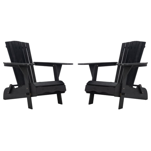 SAFAVIEH Breetel Outdoor Chairs w/ Wine Glass Holder, Black, Set of 2