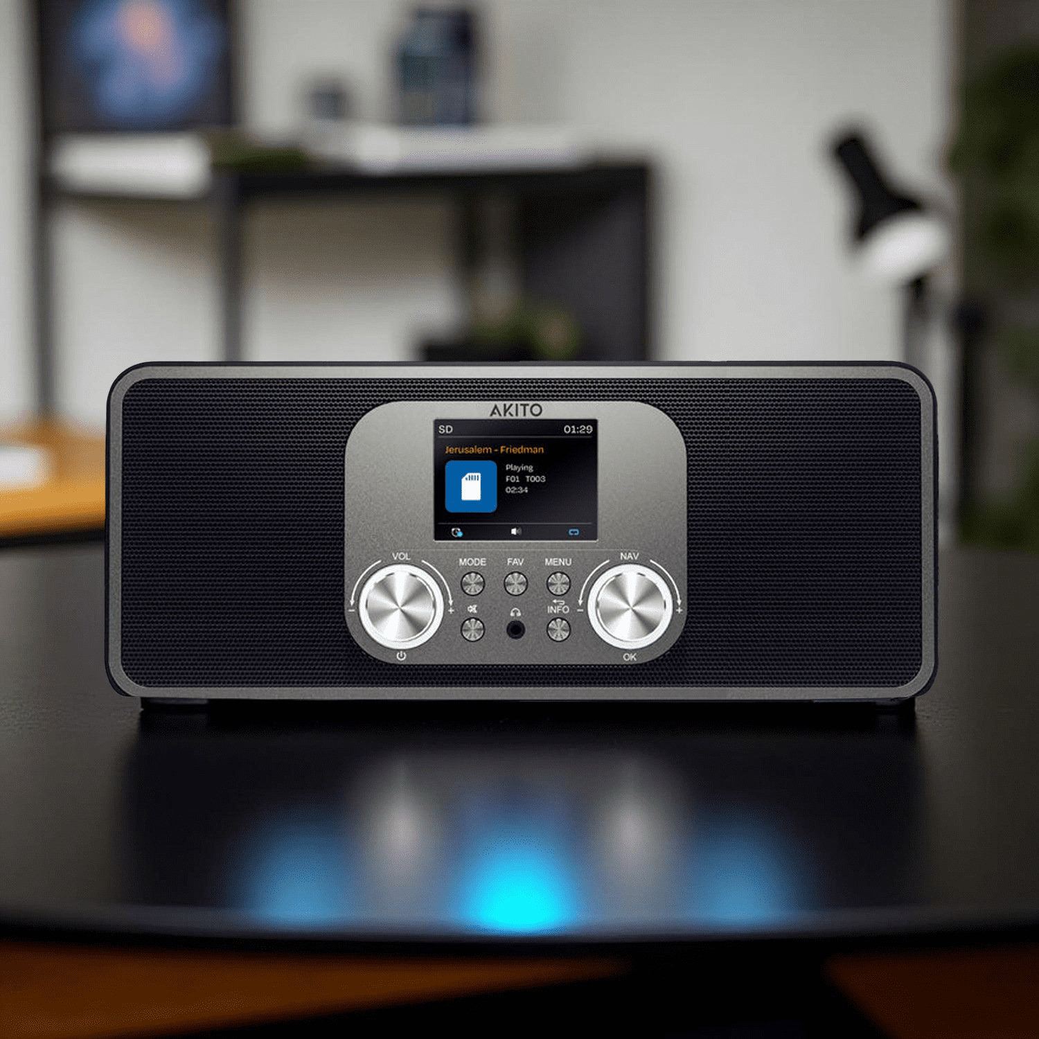 AKITO UpBeat Model Up10 Bluetooth Speaker with 2.8-Inch Color Display and USB/SD Playback