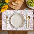 thumbnail image 4 of Pink Grey Botanical Placemats Set of 6, Spring Floral Summer Farmhouse Placemats for Dining Table, Place Mats for Kitchen Tabletop, Waterproof Wipeable Dining Table Mats Set, 4 of 9