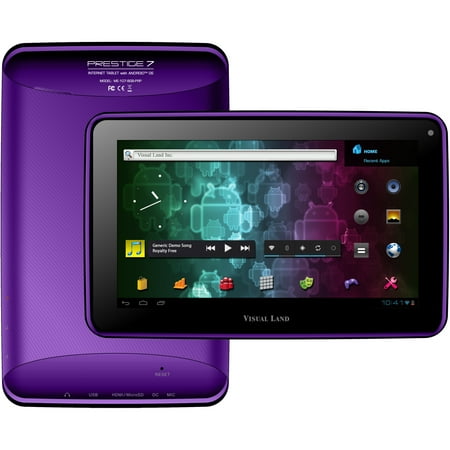 Visual Land Prestige 7 ME-107-8GB Tablet, 7" WVGA, 512 MB RAM, 8 GB Storage, Android 4.0 Ice Cream Sandwich, Purple