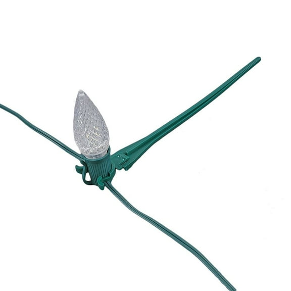 Novelty Lights Walkway Light Stakes, 7.5" Long Christmas Light Clips for Ground, C7/C9 Base, Green, 100 Pack