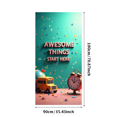 thumbnail image 3 of Vibrant Awesome Start Here Banner with Apple School Bus and Clock Elements Backdrop for School Events Back to School Parties Classroom Decorations Photo Booth Setups, 3 of 4