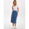 thumbnail image 7 of DARING DIVA Women's Denim Midi Skirt Button Up Slit Jean Skirts X-Large Blue, 7 of 7