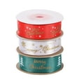 thumbnail image 1 of Unique Bargains 3 Roll Christmas Ribbons Grosgrain Ribbon 10 Yards Christmas Tree Snowflake Pattern Christmas Wreath Bow, 1 of 6
