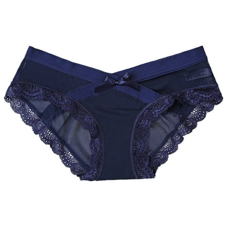 

eczipvz Underwear Women Underpants Lace Panties Underwear Panties Bikini Solid Womens Briefs Knickers Cotton Panties Gift For Womens Navy M
