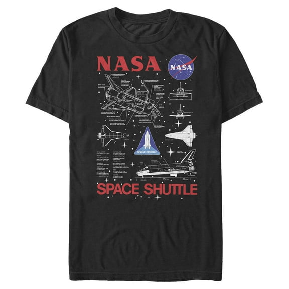 Men's NASA Space Shuttle Schematic Details  Graphic Tee Black Small