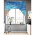 thumbnail image 3 of Blue Ombre Coastal Kitchen Curtains Swag Valance for Windows/Bathroom/Cafe, Summer Nautical Beach Ocean Seaside Rod Pocket Drape Panel Swag Curtains Valance for Bedroom/Living Room 56"x36", 3 of 6