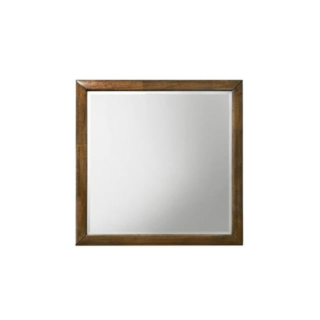 Benzara BM204572 Transitional Style Wooden Decorative Mirror with Beveled Edge, Brown