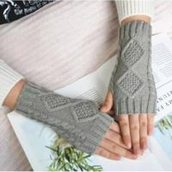 pitrice Winter gloves for women, Korean version, knitted, diamond shaped, half finger warm, outdoor cycling, best friend, couple