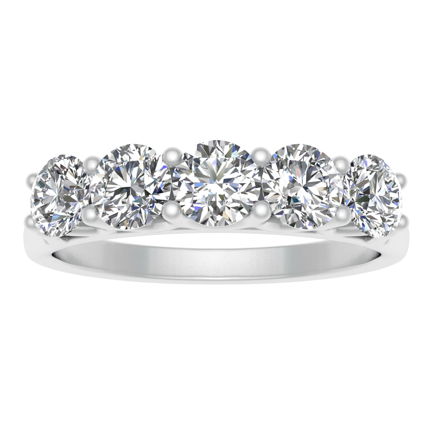 Diamond  Ring Wedding Band  14k White Gold 1.00 Carat Trellis Shared Prong 