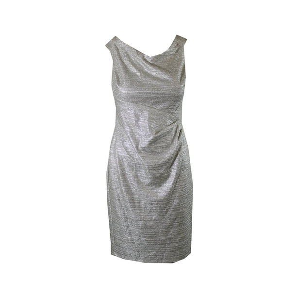 Ralph Lauren - Lauren Ralph Lauren Silver Metallic Sheath Dress 16 ...