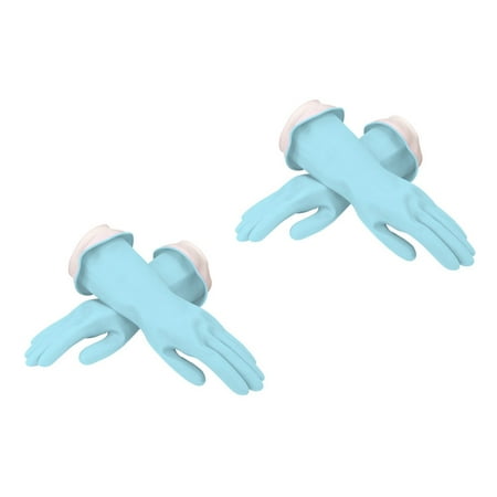 - Casabella Waterblock Premium Latex Gloves With Tapered Fit & Double Cuff, Size Small - 2 Pairs - Aqua Blue