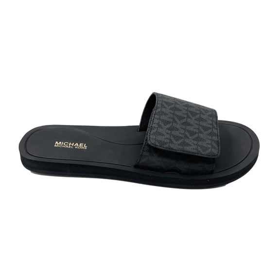 Michael Kors MK Signature Logo Print Wade Slide (Black, 9M)